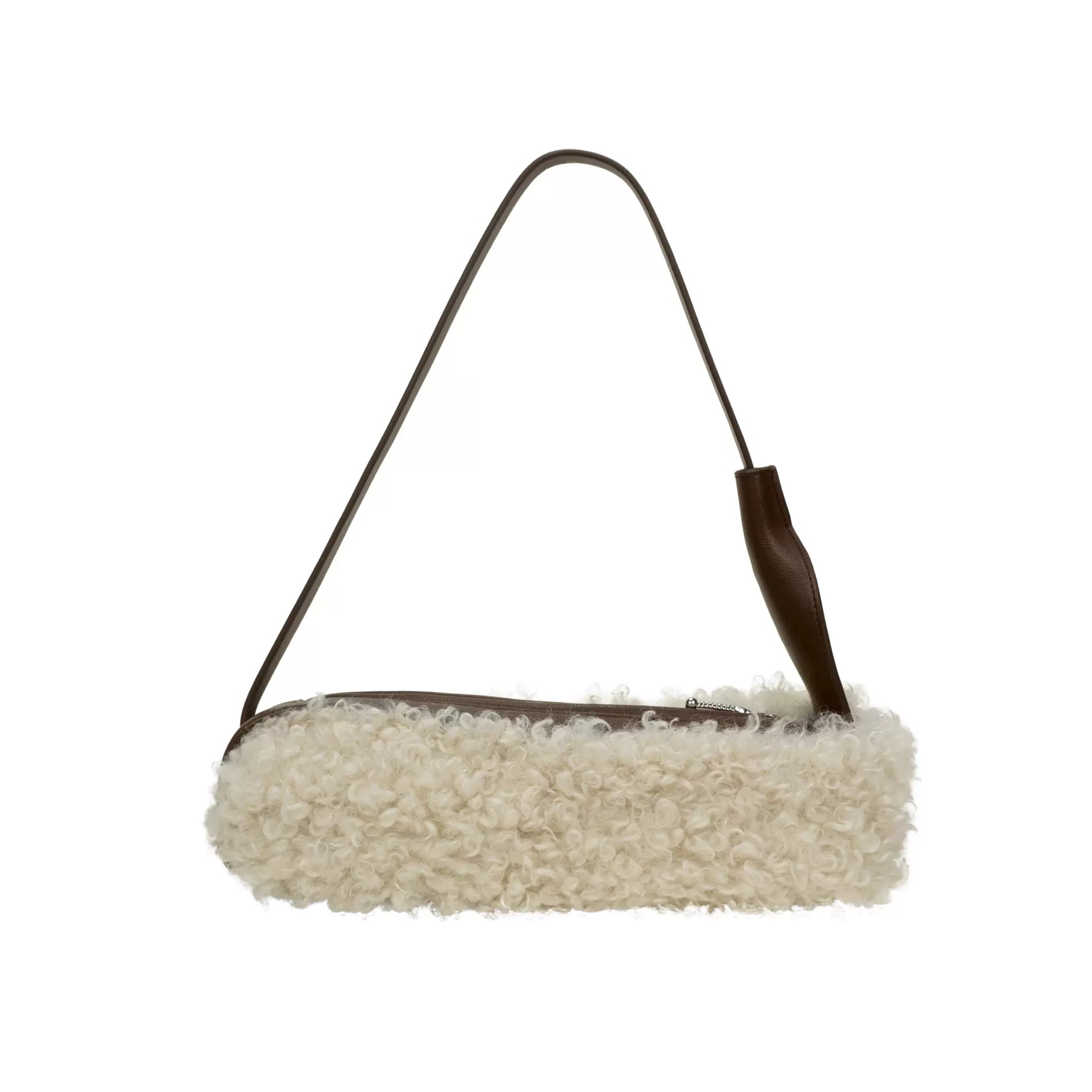 Cowhide Underarm Baguette Bag