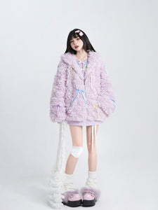 Fluffy Lamb Wool Hooded Jacket