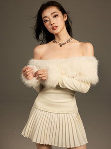 Snow Fox White Off-Shoulder Sweater