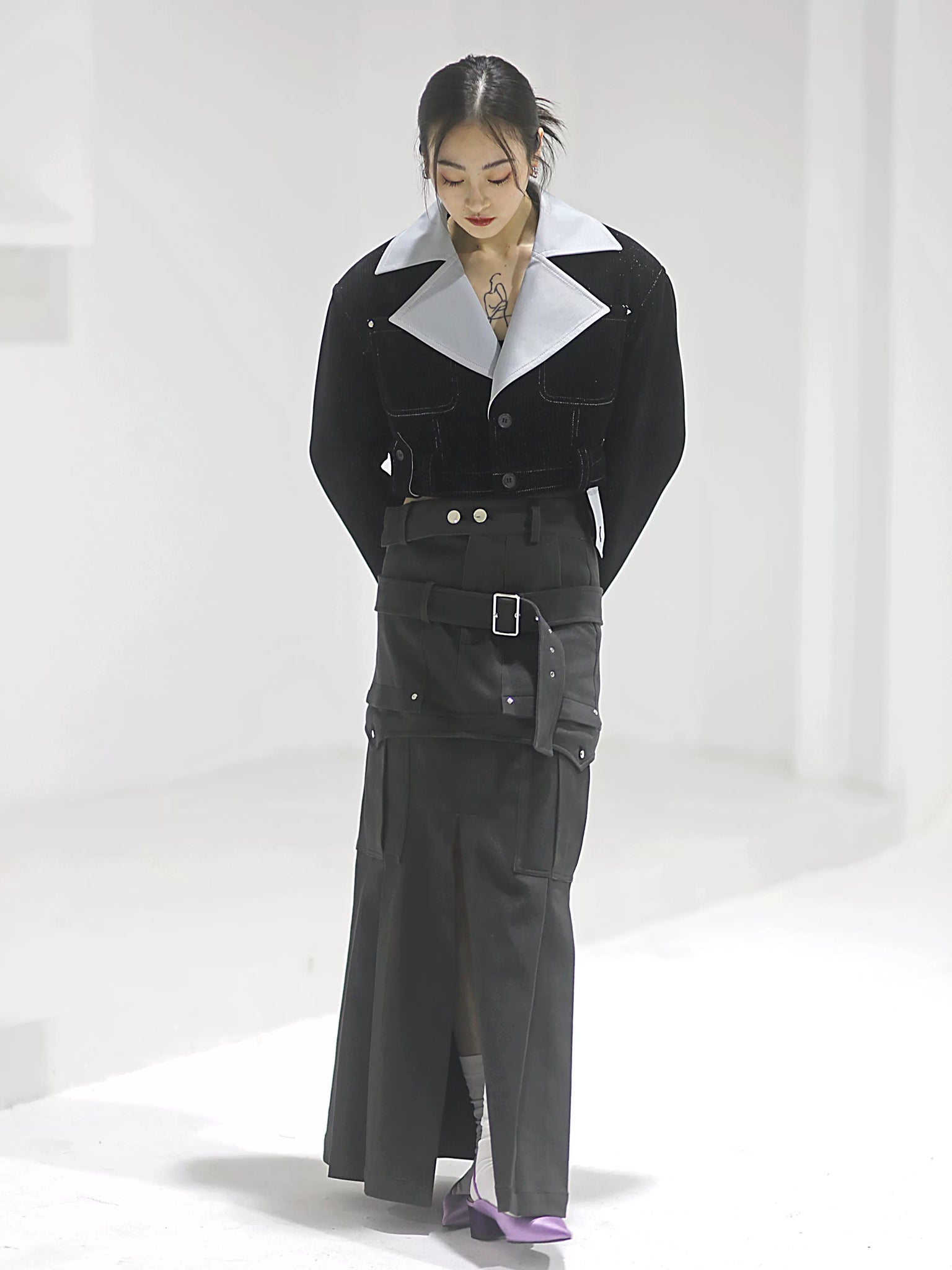 Workwear style dune aesthetic high waist skirt