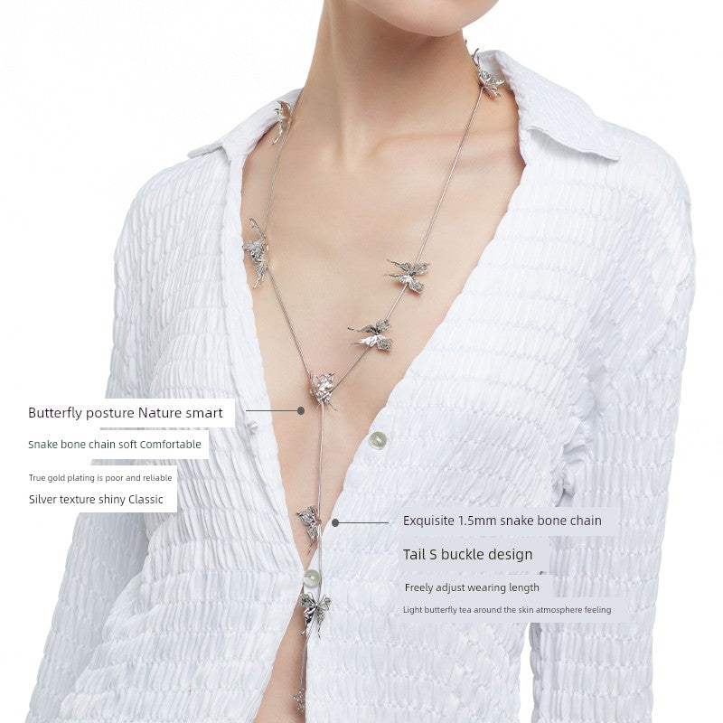 Ripple / Liquefied Butterfly Multifunctional Long Necklace