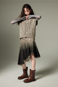 Cable Knit V-Neck Pullover Sweater Vest Loose Sleeveless Outerwear Vest