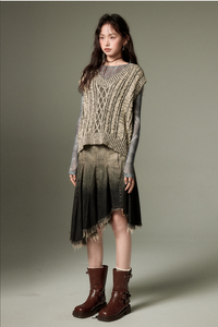 Cable Knit V-Neck Pullover Sweater Vest Loose Sleeveless Outerwear Vest