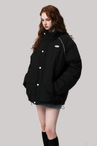 Sports style loose stand collar casual down jacket winter thickened versatile cotton jacket