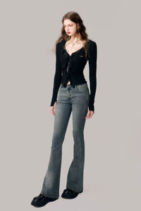 Leg essence reappears in flared jeans for women, slim and thin elastic bell-bottom pants