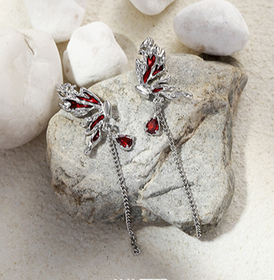 Dripping Red Butterfly Earrings