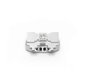 Double Layer Pixel Bow Silver Ring